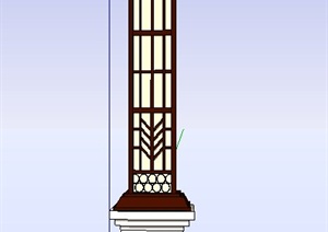 园林景观节点中式浮雕灯柱设计SU(草图大师)模型