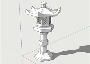 六角古典中式庭院灯SU(草图大师)模型