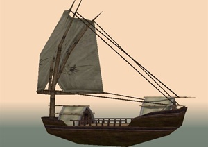 木质交通工具船设计SU(草图大师)模型