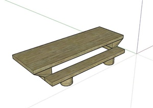 全木质长凳设计SU(草图大师)模型
