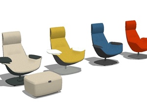 现代简约四色沙发椅SU(草图大师)模型
