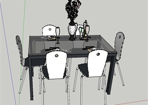 室内现代风格玻璃桌椅设计SU(草图大师)模型