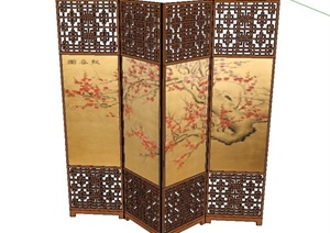 古典中式木制镂空屏风设计SU(草图大师)模型