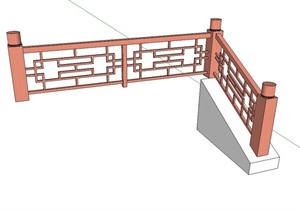 古典中式防腐木栏杆设计SU(草图大师)模型