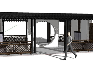 木质中式休闲凉亭设计SU(草图大师)模型