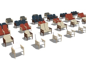 现代风格沙发座椅设计SU(草图大师)模型