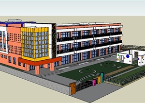 某现代学校教育建筑设计SU(草图大师)模型