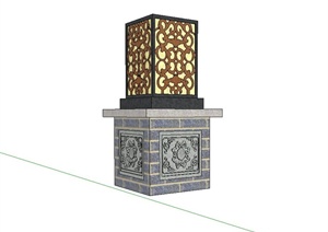 现代柱子形状景观灯设计SU(草图大师)模型