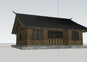 古典中式瓦房住宅建筑设计SU(草图大师)模型