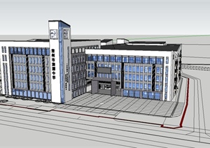 某现代中学学校楼建筑设计SU(草图大师)模型