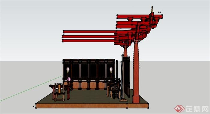 古典中式风格客厅SU模型(4)