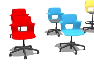 现代彩色旋转椅子设计SU(草图大师)模型