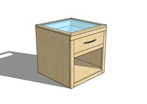 现代玻璃面板床头柜SU(草图大师)模型