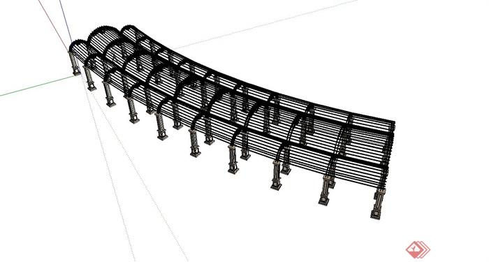 某欧式铁艺长廊架设计su模型(1)