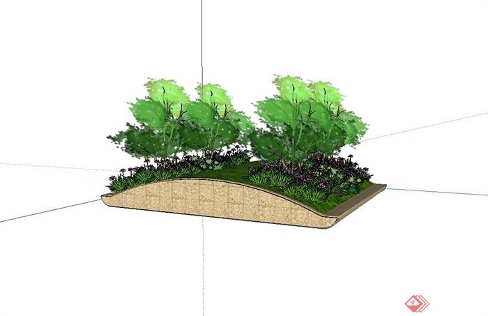 现代种植树池花池设计su模型(2)