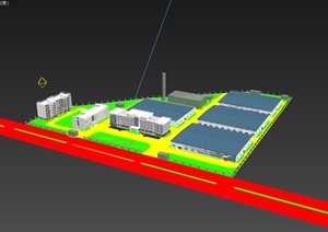 某现代药业厂区建筑设计3d模型