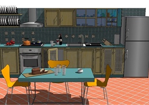 现代室内橱柜、餐桌椅设计SU(草图大师)模型