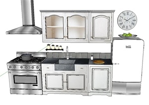 现代室内橱柜、冰箱、厨房用品设计SU(草图大师)模型
