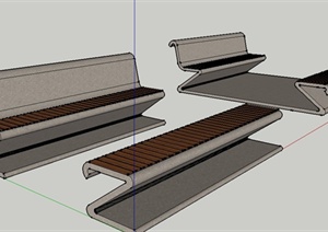 室外条形坐凳设计SU(草图大师)模型