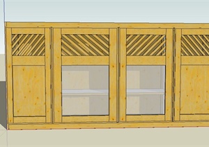 室内木质家具鞋柜设计SU(草图大师)模型