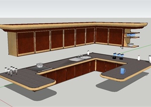 现代室内橱柜、吧台设计SU(草图大师)模型