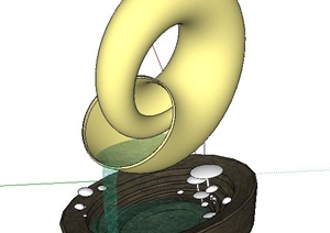 园林景观节点小品跌水设计SU(草图大师)模型