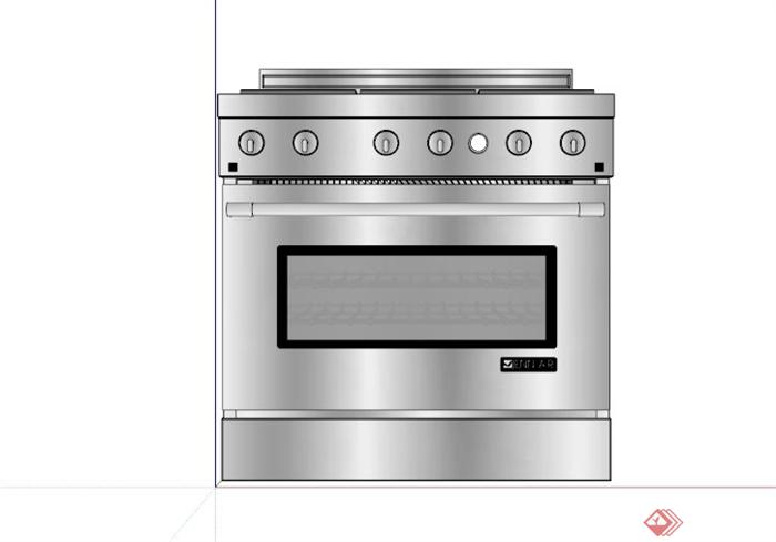 现代烤箱灶台组合SU模型(1)