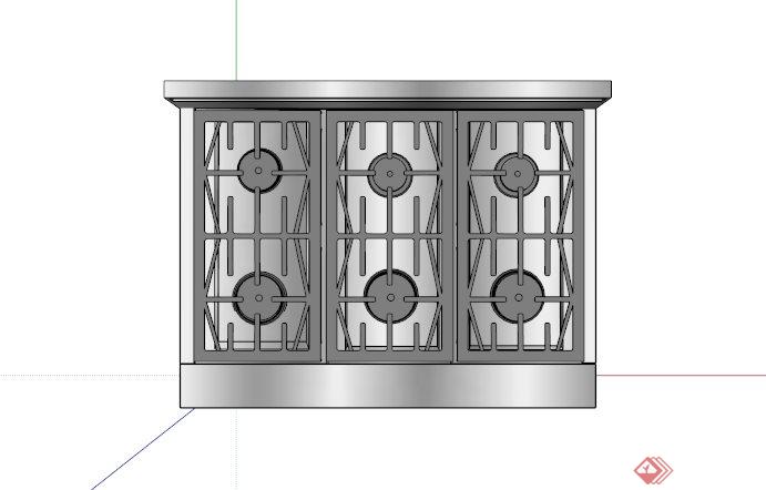 现代烤箱灶台组合SU模型(2)
