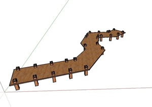 弯曲木栈道桥设计SU(草图大师)模型