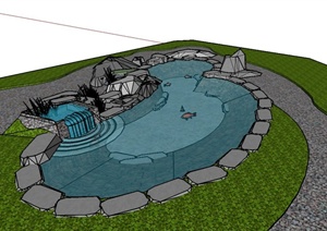 某公园观赏水池设计SU(草图大师)模型