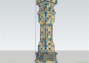 现代马赛克景观柱设计SU(草图大师)模型