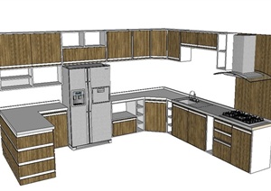 现代室内拐角橱柜厨具设计SU(草图大师)模型