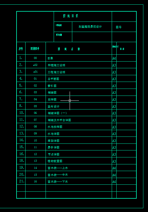 别墅庭院园林景观工程全套施工图(含施工图说明 植物设计说明）