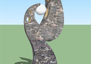 园林景观节点石雕塑设计SU(草图大师)模型