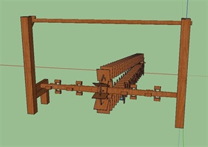 木质水车设计SU(草图大师)模型