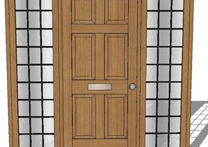 室内木质隔断门设计SU(草图大师)模型