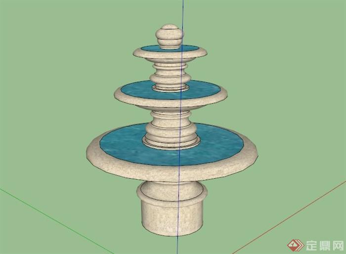某圆形三层喷水柱SU模型(1)