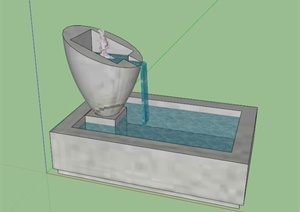 某现代喷水雕塑水池景观SU(草图大师)模型