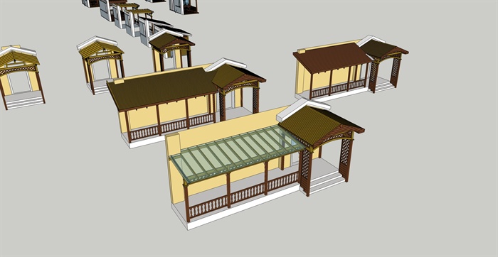 某别墅阳台、门廊组合设计su模型(4)
