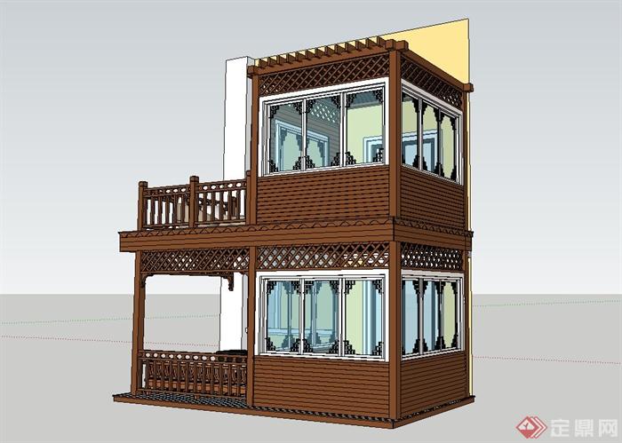 某别墅阳台、门廊组合设计su模型(5)