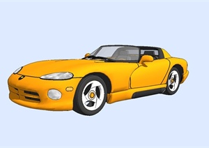 双人座位黄色跑车设计SU(草图大师)模型