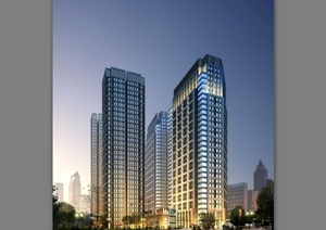 现代高层商业住宅楼建筑设计SU(草图大师)模型