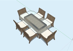 某现代室内餐桌椅设计SU(草图大师)模型