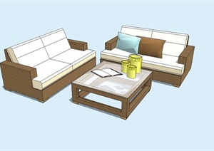某现代沙发茶几组合设计SU(草图大师)模型