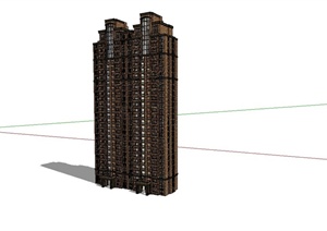 某市欧式住宅高层建筑设计SU(草图大师)模型