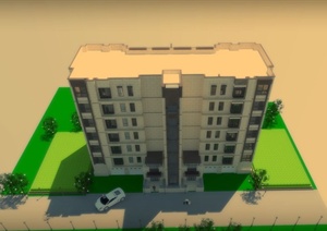 某现代沿街住宅楼建筑设计cad方案图（含效果图）