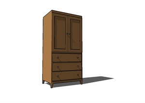 复古棕色木柜设计SU(草图大师)模型