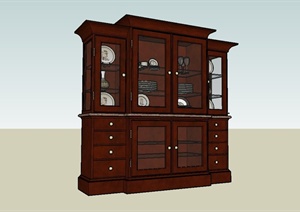 现代中式餐柜设计SU(草图大师)模型