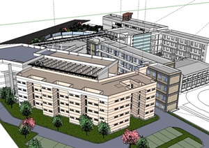 现代某学校教育建筑设计SU(草图大师)模型