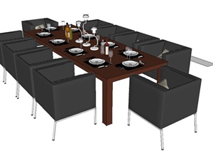 某餐厅10人餐桌椅设计SU(草图大师)模型